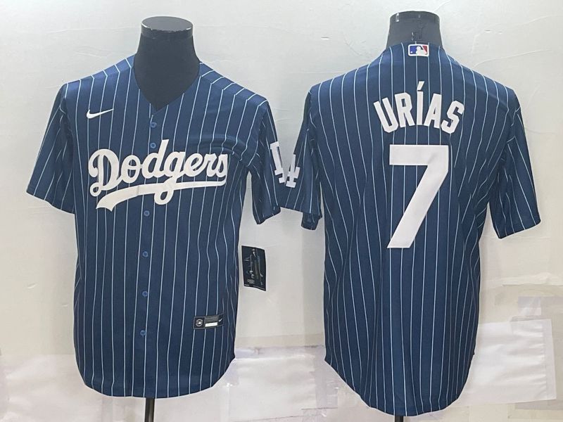 Men Los Angeles Dodgers #7 Urias Blue Stripe Throwback Nike 2022 MLB Jersey->los angeles dodgers->MLB Jersey